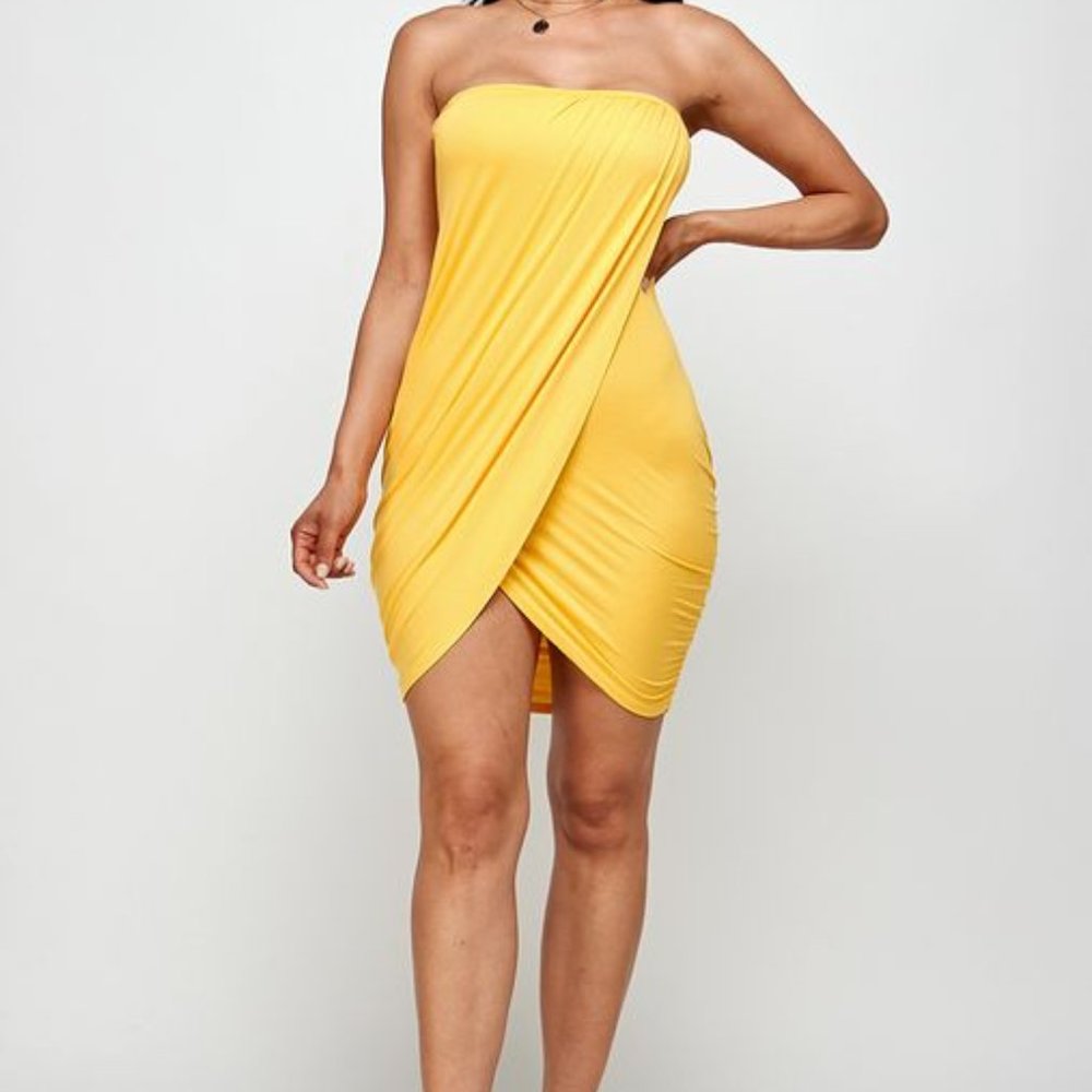 Tube Top Criss Cross High Split Mini Dress